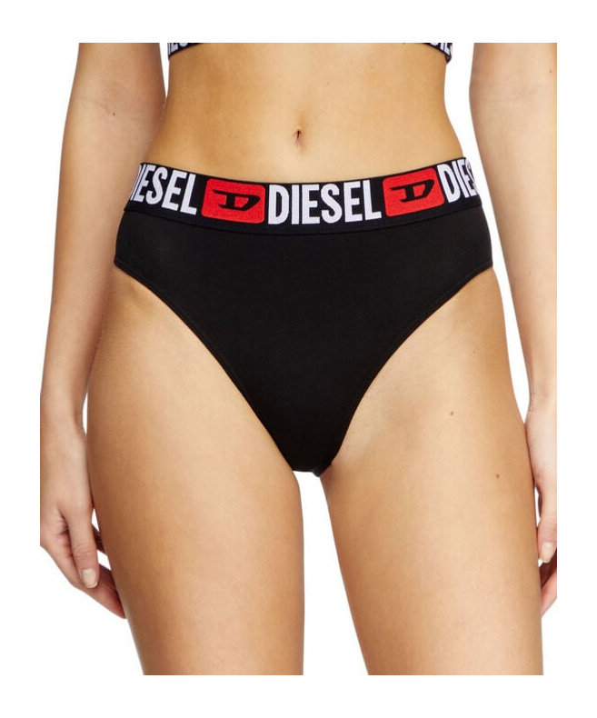 Diesel Three-pack Briefs With Maxi-logo Waist In Black