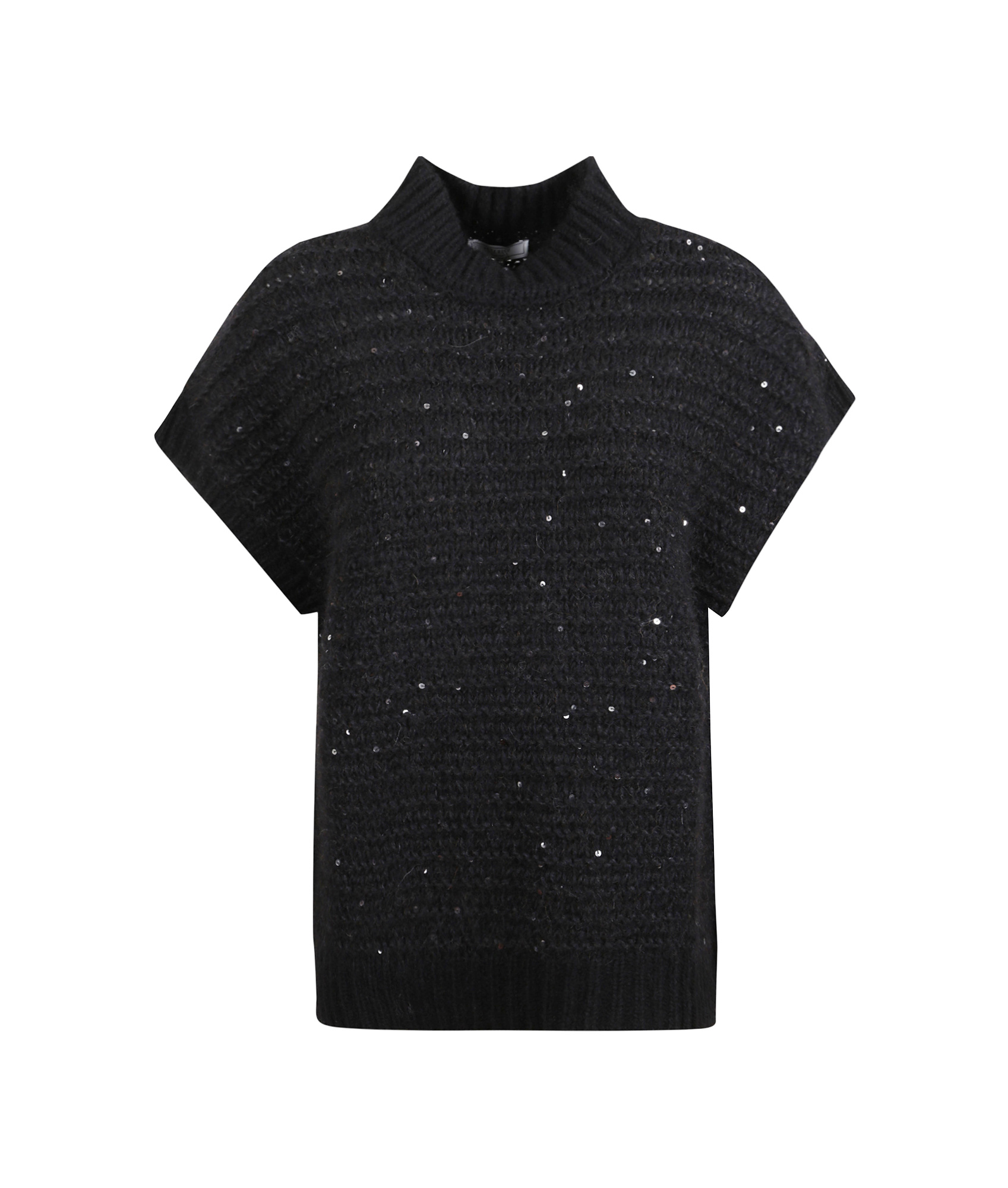 Peserico High-neck Short-sleeved Sweater In Black
