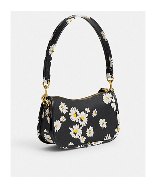 Coach Swinger Bag 20 With Floral Print In Black