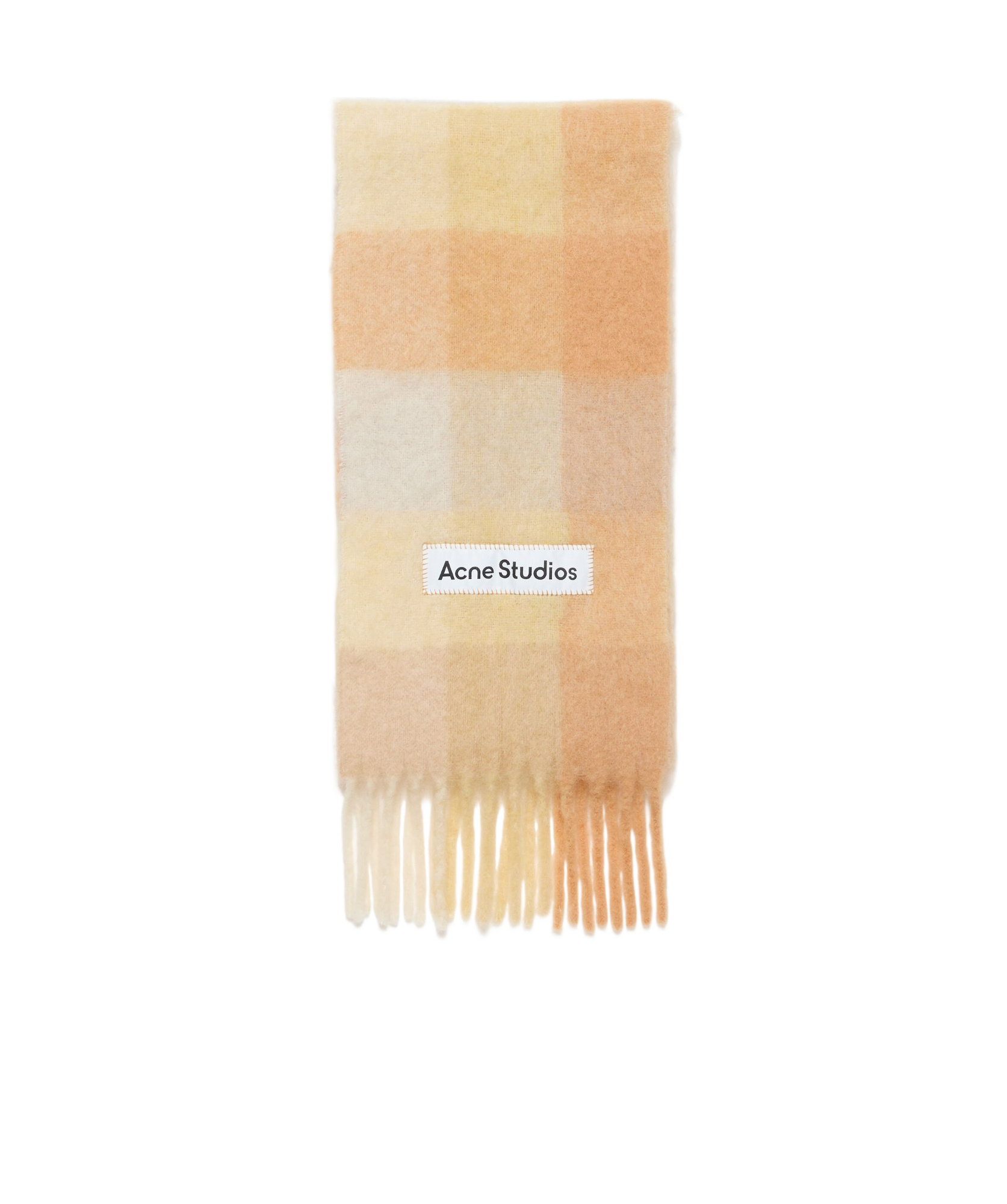 Acne Studios Logo-appliqué Checked Scarf In Nude