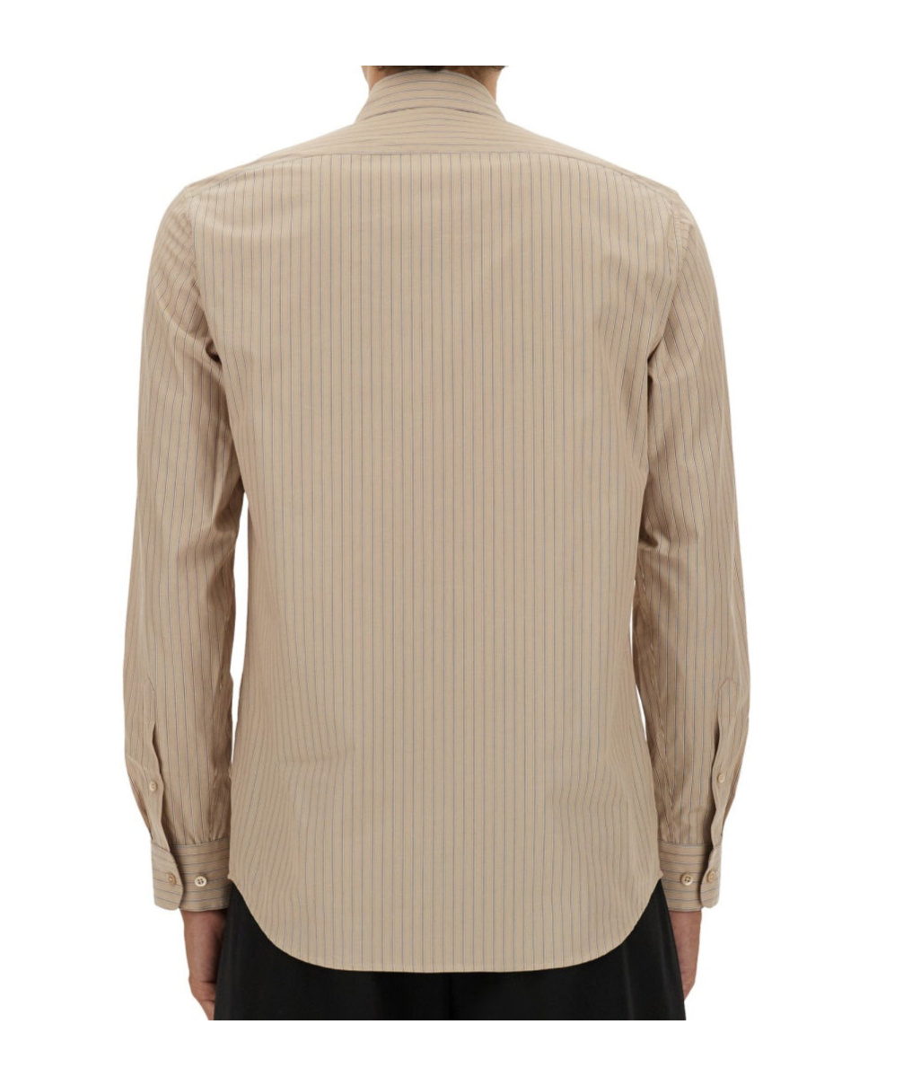 Dries Van Noten Striped Long Sleeve Shirt With Button-down Collar In Neutral