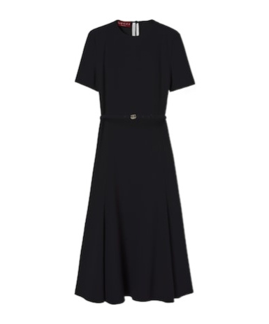 Gucci Satin Dress With Double G Belt In Black