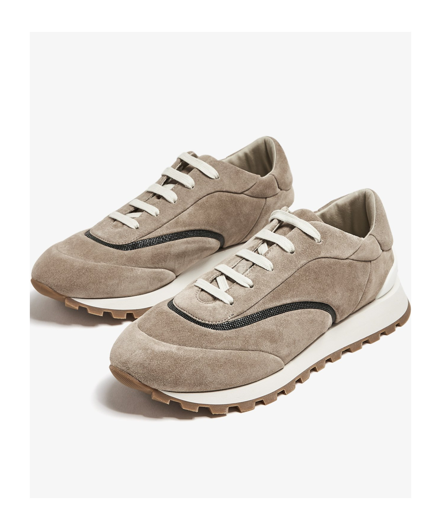 Brunello Cucinelli Monili Bead-detail Sneakers In Nude
