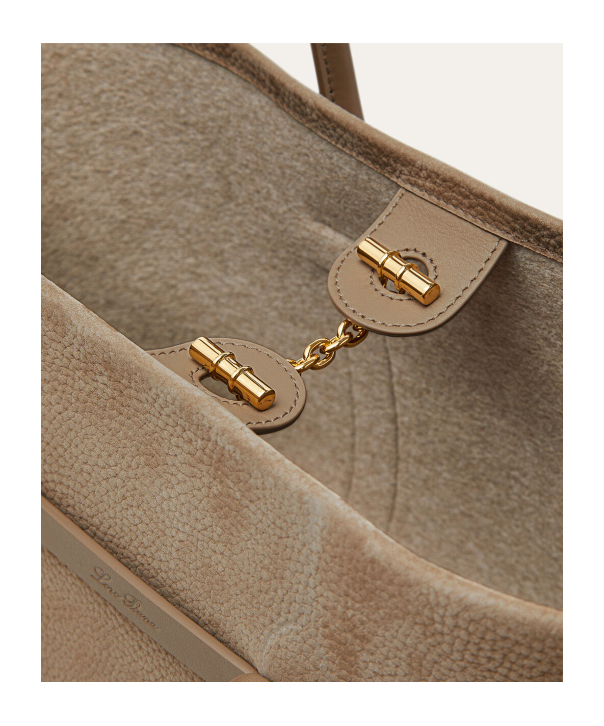Loro Piana Ghiera Small Handbag In Smoky Brown/sun Gold
