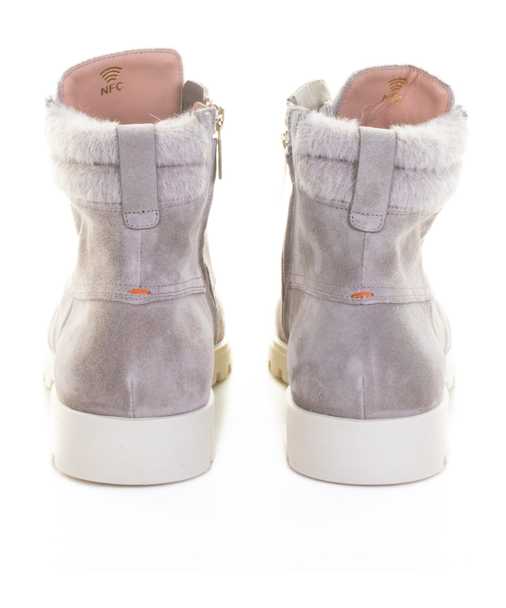 Santoni Beige Ankle Boot In Suede In Brown