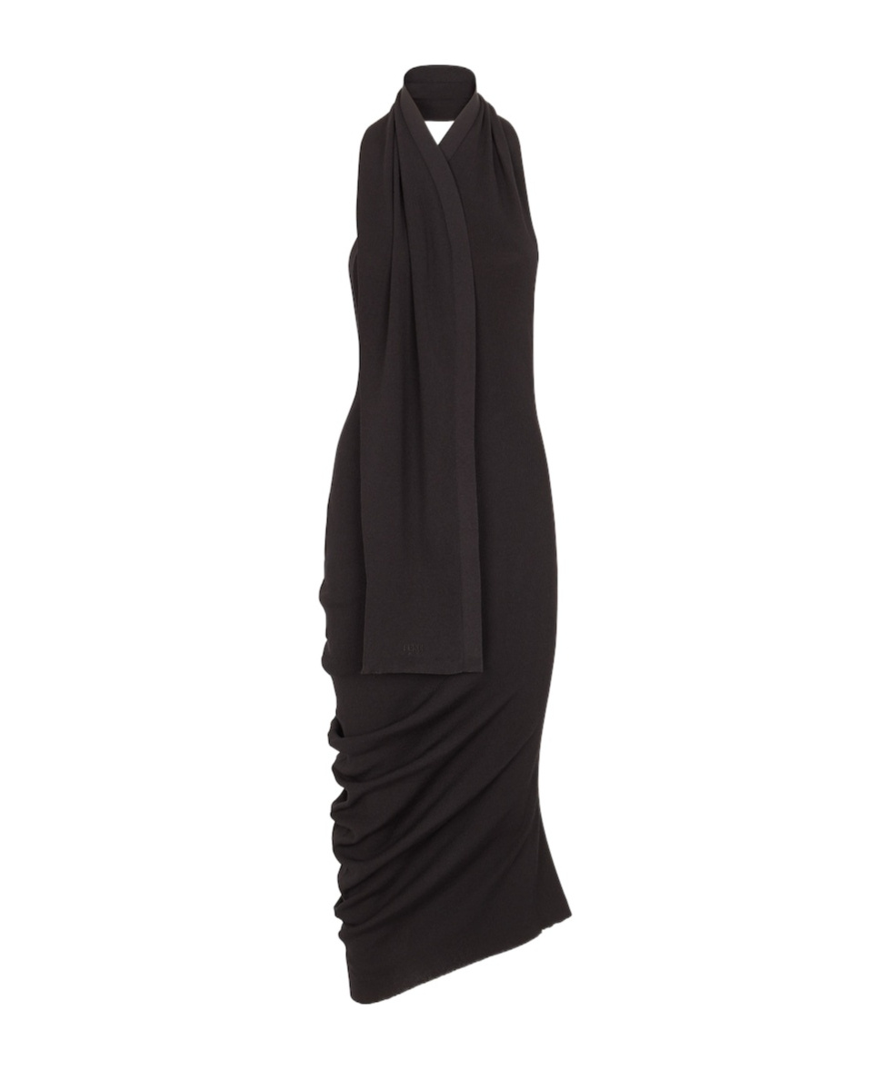 Fendi Halter Neckline Cotton Blend Dress In Black