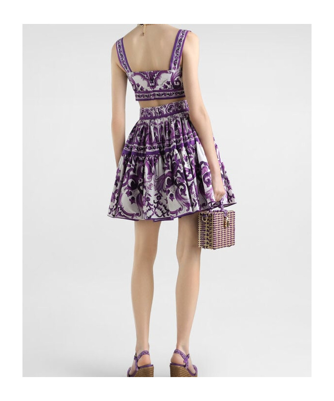 Dolce & Gabbana Cropped Printed Cotton-twill Top