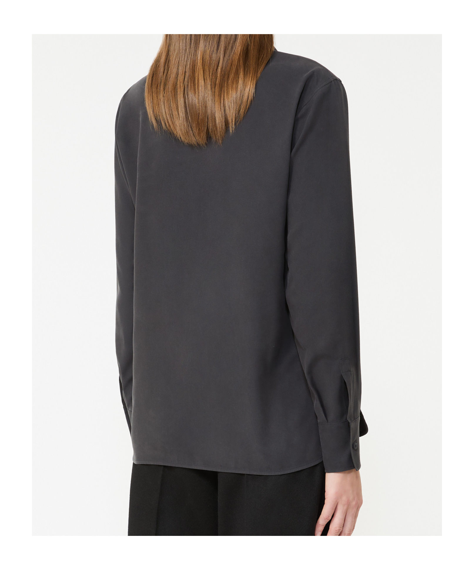 Max Mara V-neck Black Cotton Shirt With Loose Silhouette In Black