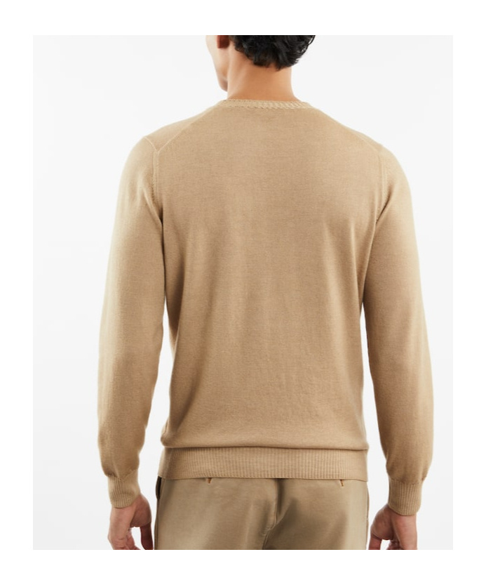 Fay Round Neck Sweater In Nude