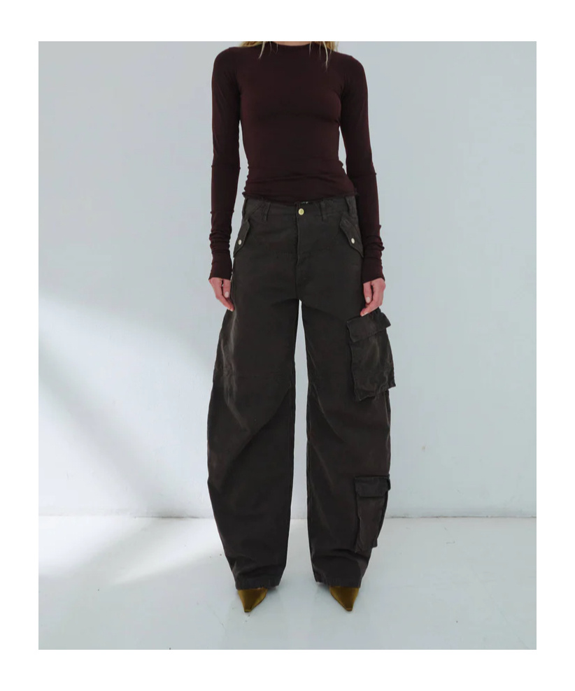 Darkpark Canvas Bow Cargo Pants In Brown