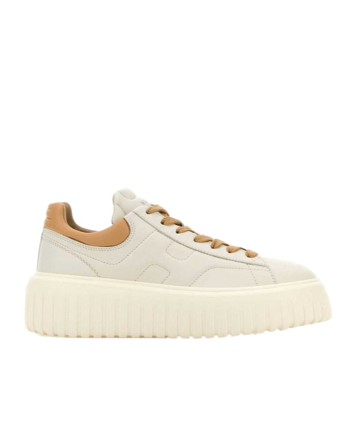 Hogan Striped Sneakers With Contrast Heel Tab In White