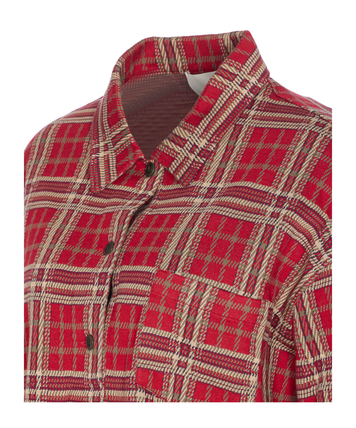 Isabel Marant Tartan Dress With Side Belt And Pockets In Red