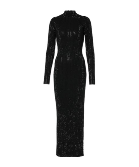 David Koma Embellished Knitted Cotton Midi Dress In Black