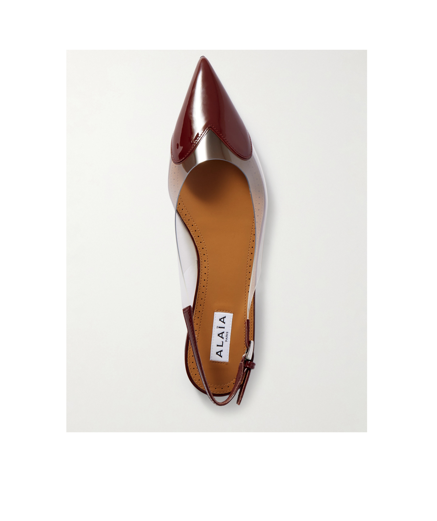 Alaïa Le Caur Pu And Patent-leather Slingback Point-toe Flats In White