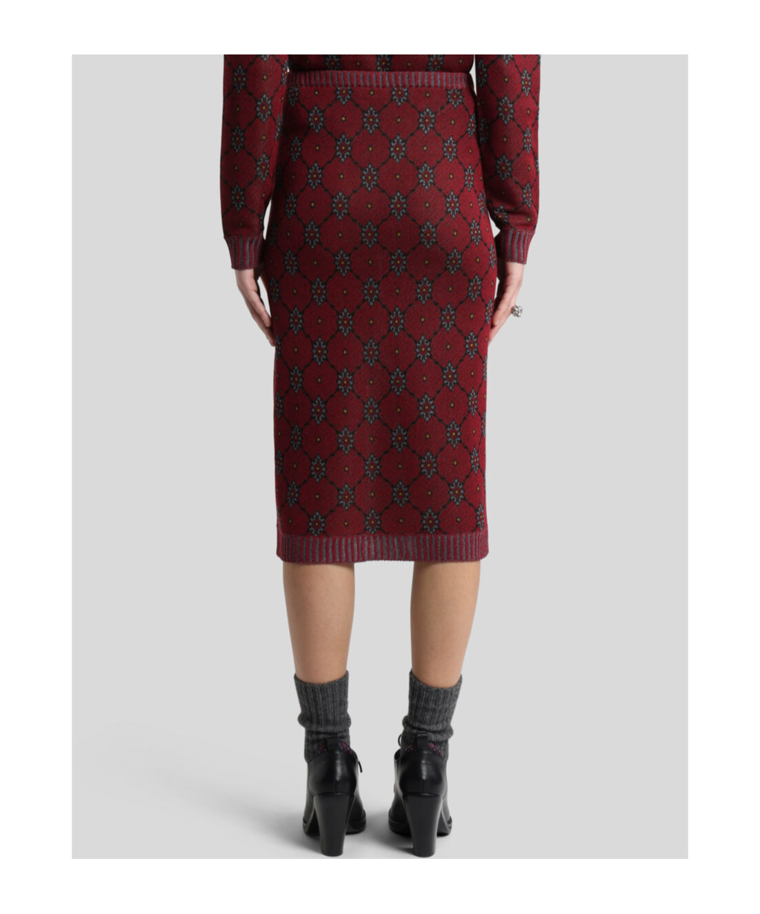 Etro A-line Viscose Blend Knitted Midi Skirt In Red