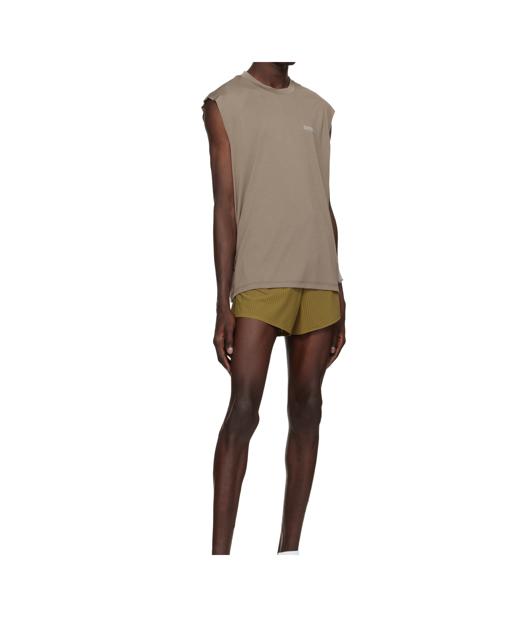 Shop Satisfy Space-o 2.5 Distance Shorts In Khaki