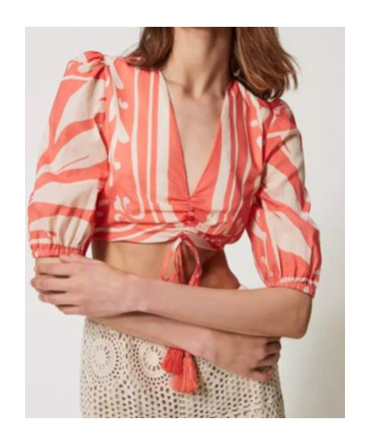 Twinset Puff-sleeve Cropped Top