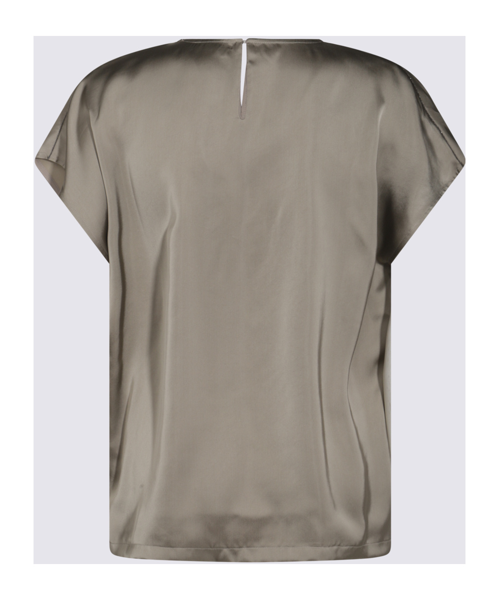 Fabiana Filippi Satin Top Sleeves Keyhole Back In Gray