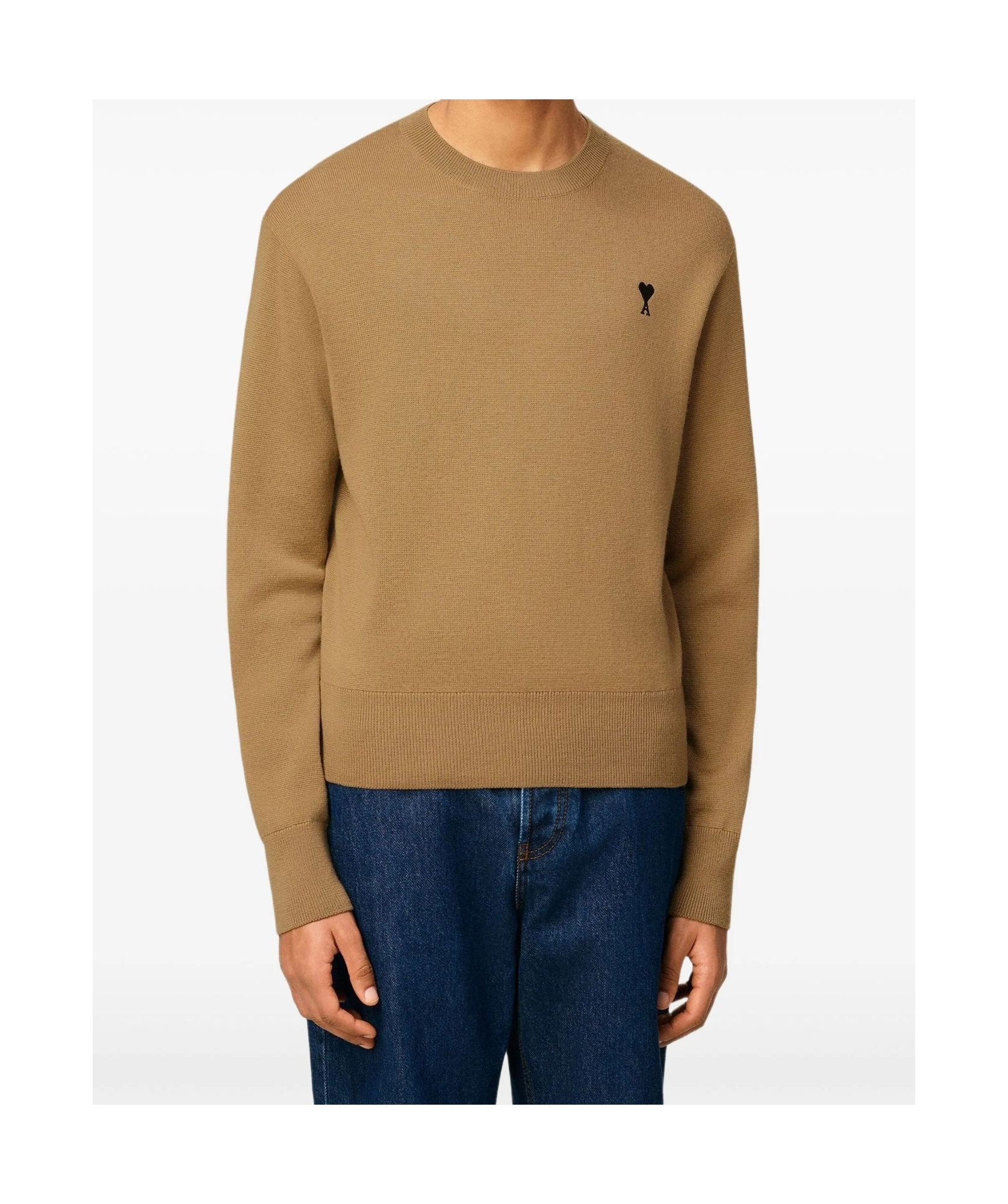 Ami Alexandre Mattiussi Brown Wool Ami De Coeur Crewneck Sweater Brown In Multi