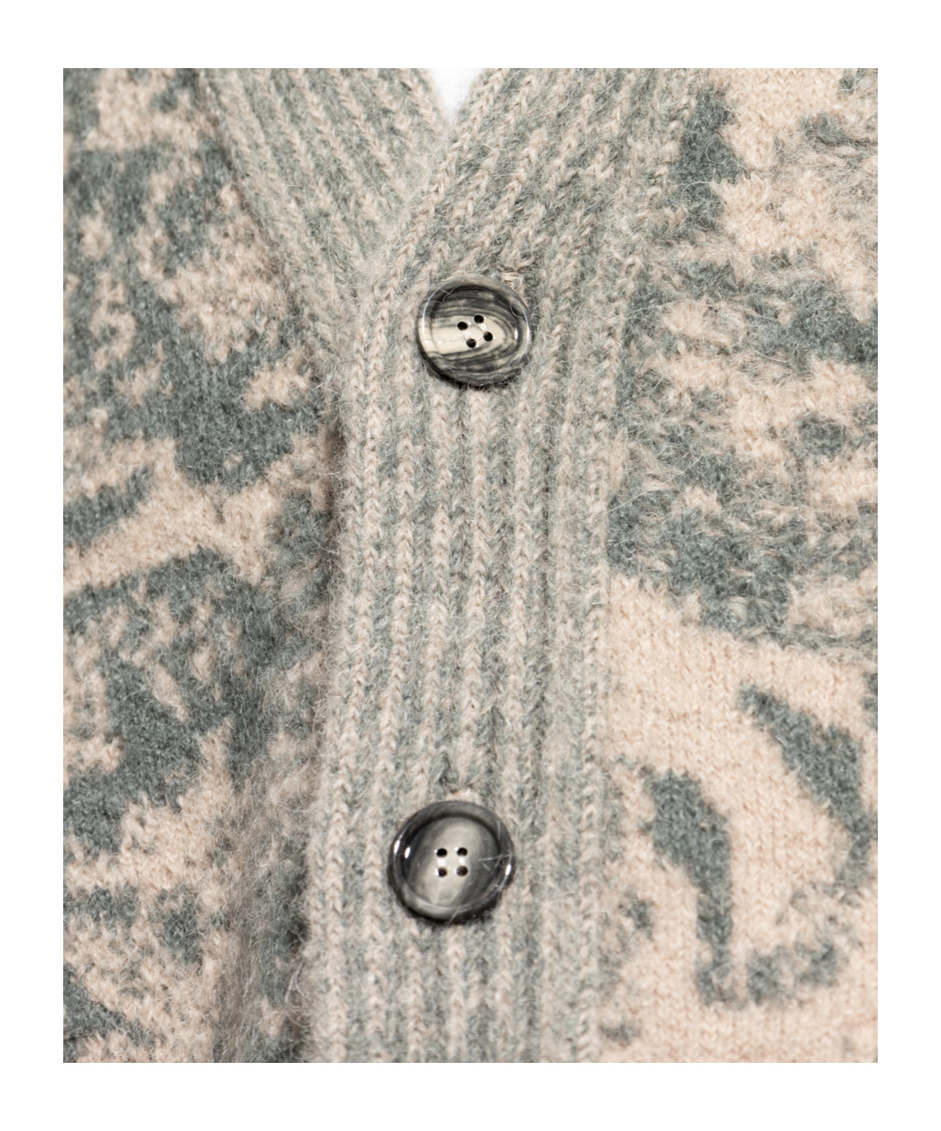 Ami Alexandre Mattiussi Ami Paris Jacquard V-neck Buttoned Cardigan In Nude