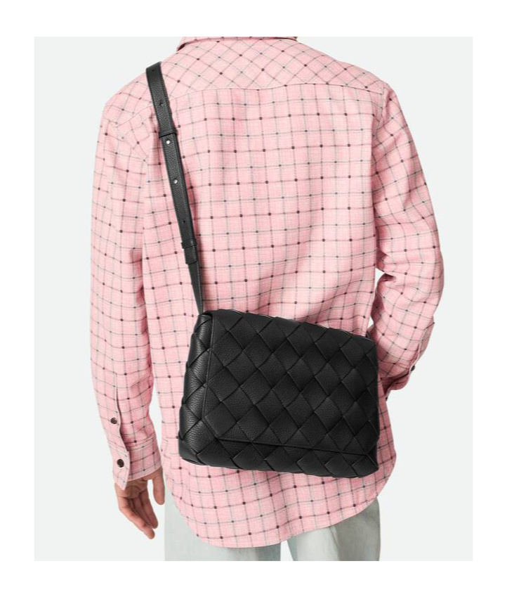 Bottega Veneta Diago Large Intreccio Leather Messenger Bag In Black