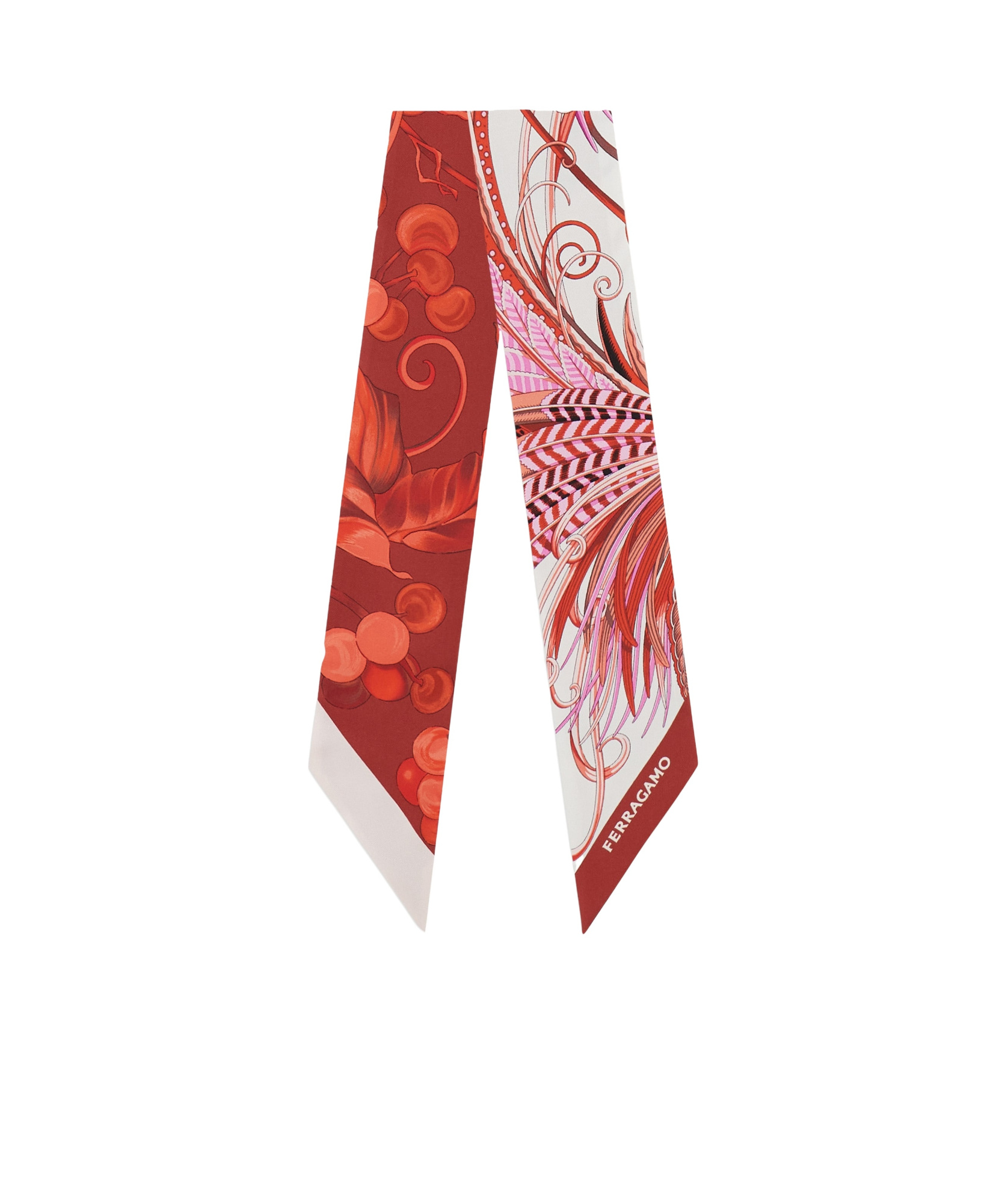 Ferragamo Printed Mini Silk Scarf In Red