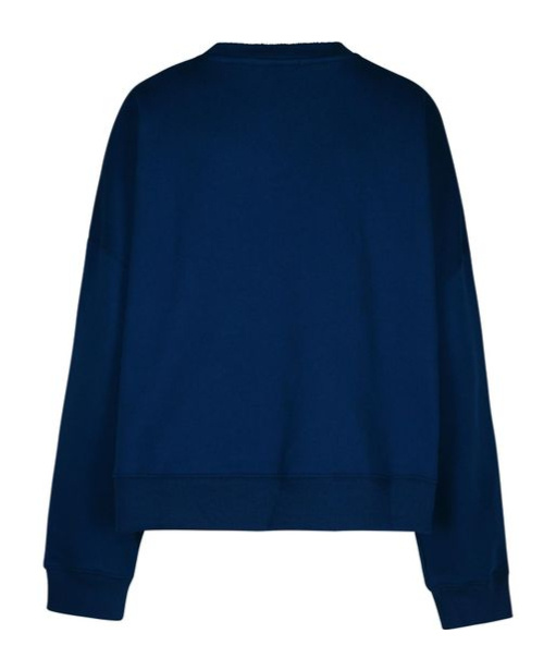 Msgm Logo-print Drop-shoulder Sweatshirt In Blue