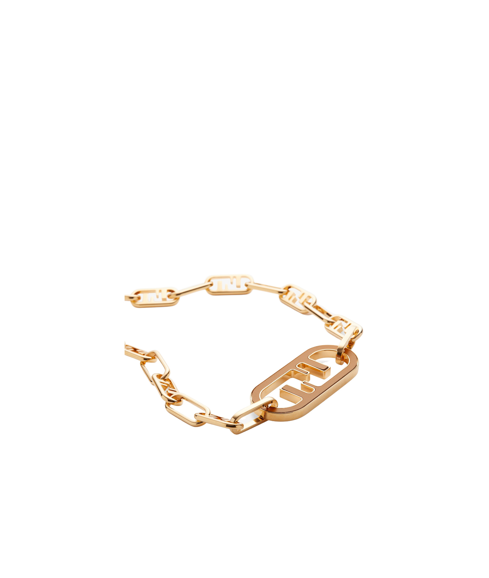 Fendi Gold-coloured Metal And Beige Leather Choker In Yellow