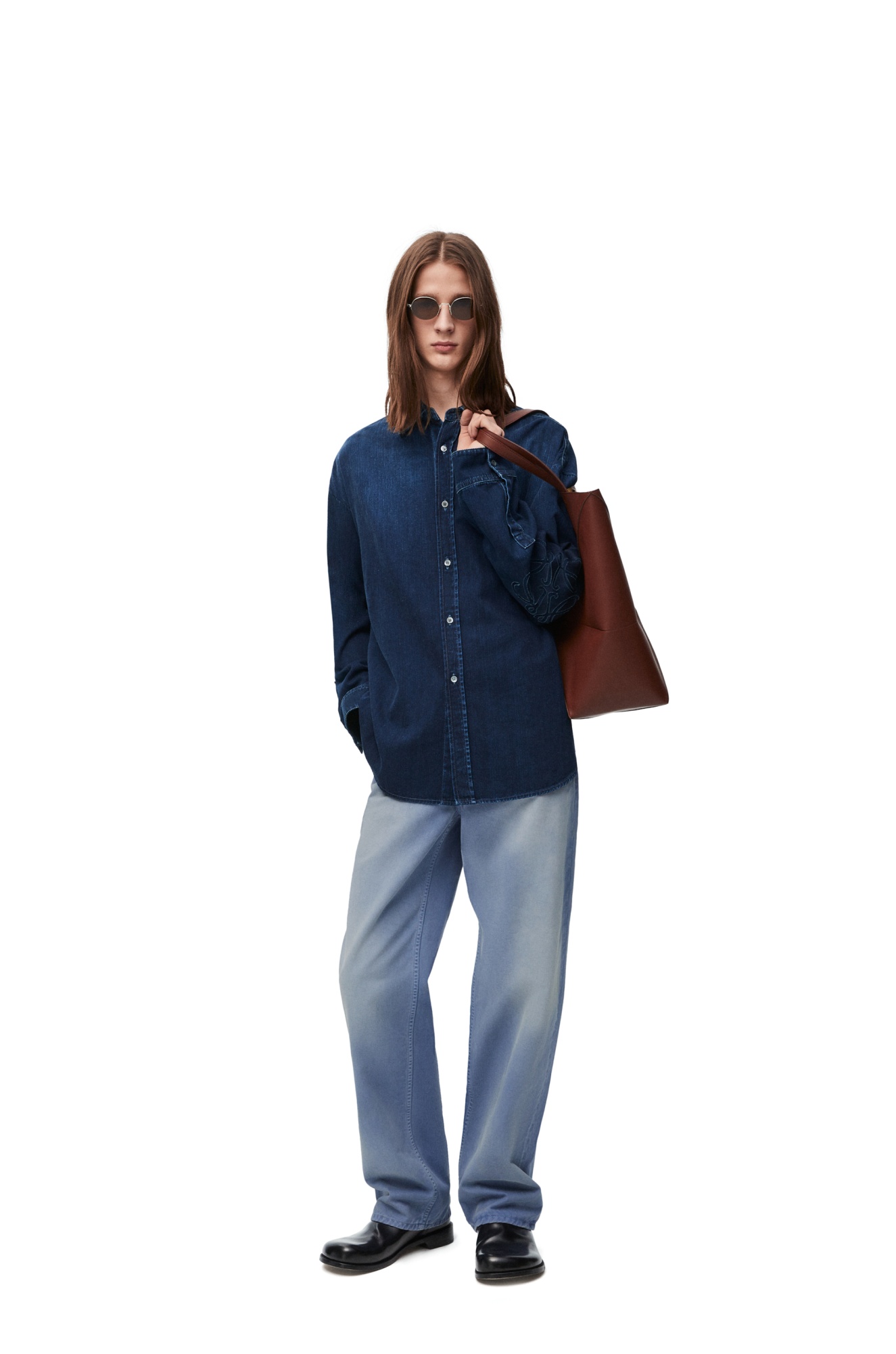 Loewe Button-up Denim Shirt In Black
