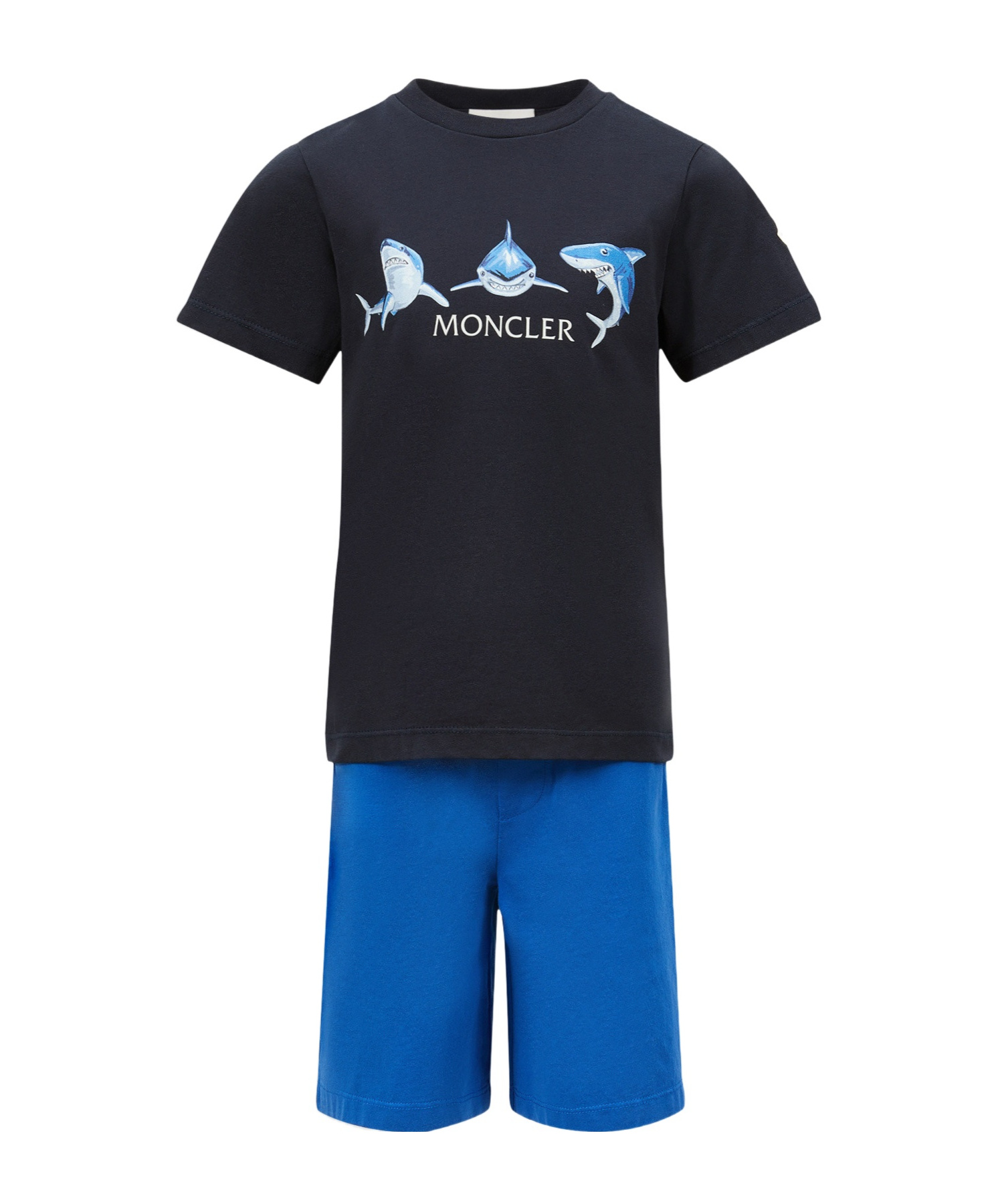 Moncler Shark Motif Cotton Jersey Set In Black
