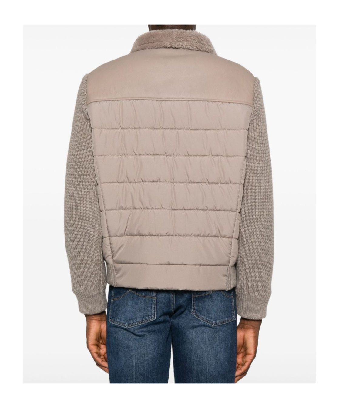 Corneliani Quilted Jacket With Shearling Collar In Brown