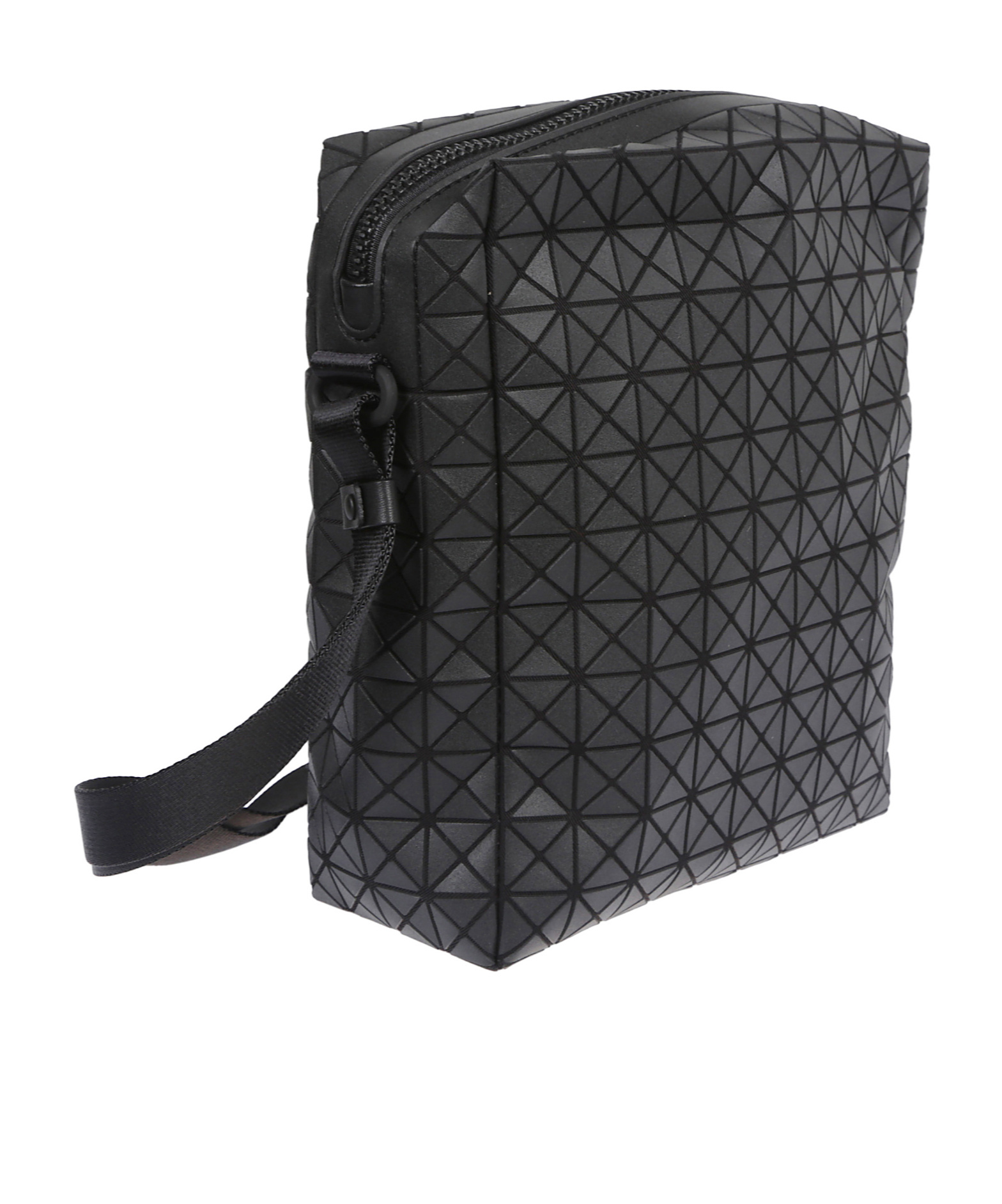 Bao Bao Issey Miyake Geometric Pattern Leather Shoulder Bag With Adjustable Strap In Black