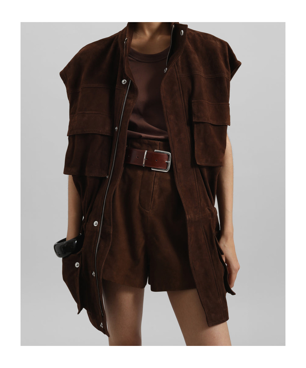 THE FRANKIE SHOP TURIN SUEDE CARGO JACKET 