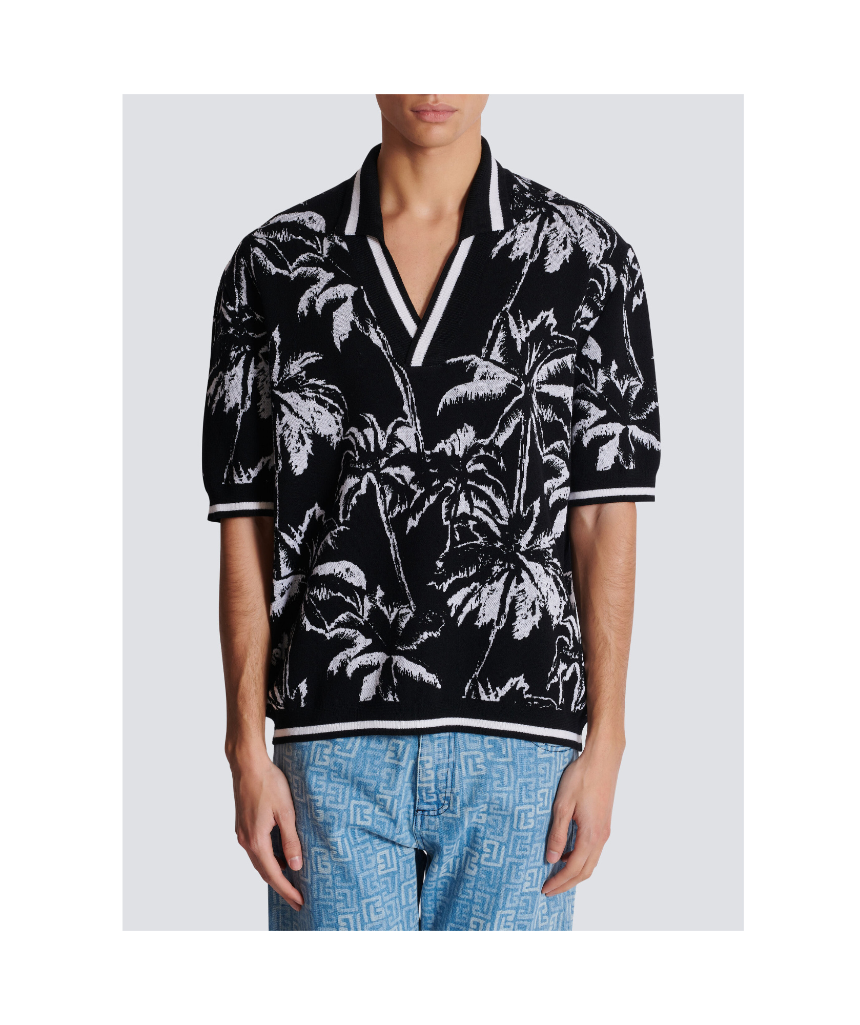 Balmain Rib Short-sleeved Sweater In Black
