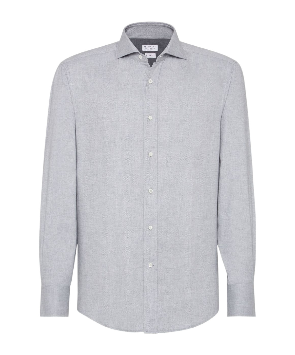 Brunello Cucinelli Cotton-blend Chevron Flannel Shirt In Gray