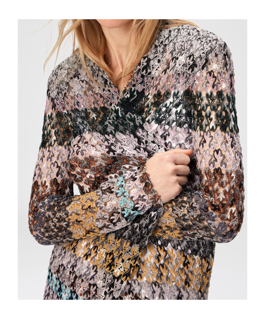 Missoni Long Cardigan With Lace Straps In Multi