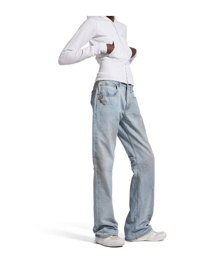 Balenciaga Women's City Straight Pants In Light Blue In Blue