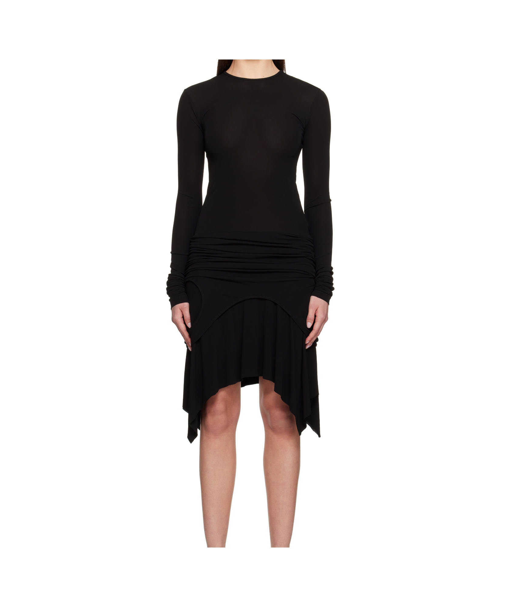 Acne Studios Black Long Sleeve Midi Dress In Black