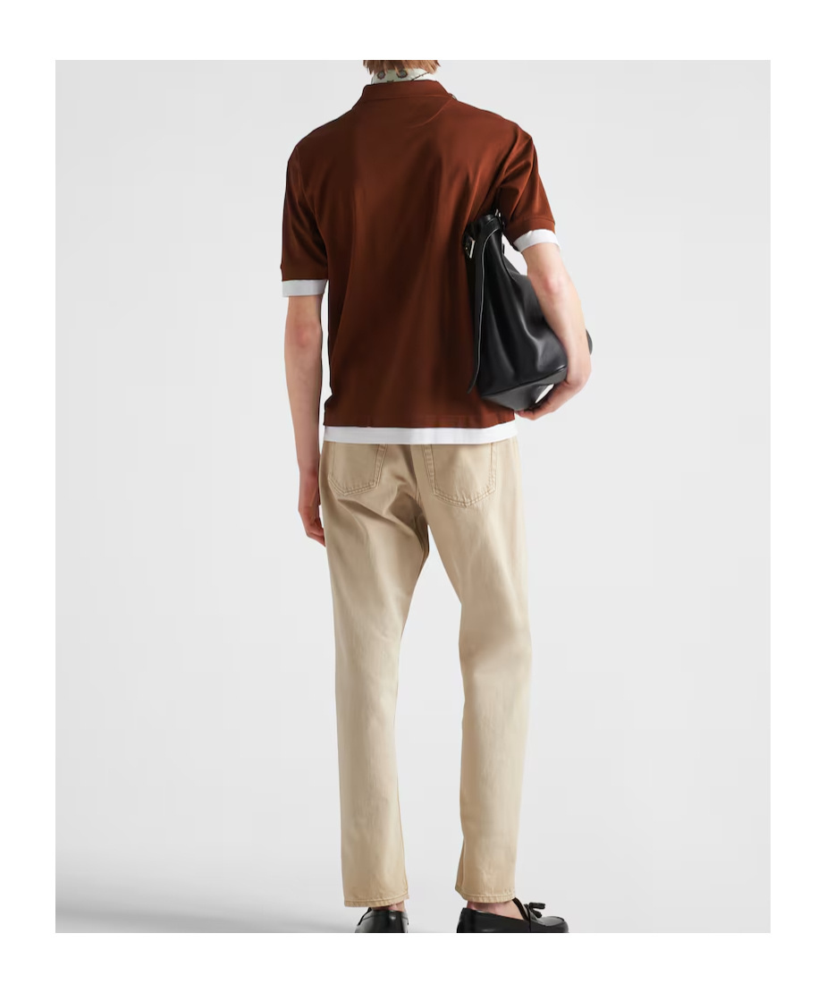 Prada Mens Neutral Bull Brand-plaque Straight-leg Jeans In Natural Color