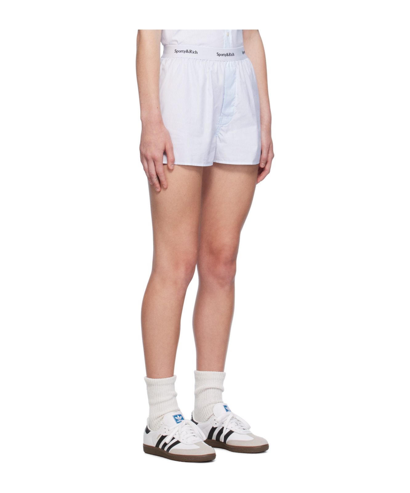 Sporty And Rich Striped Short Shirt In White