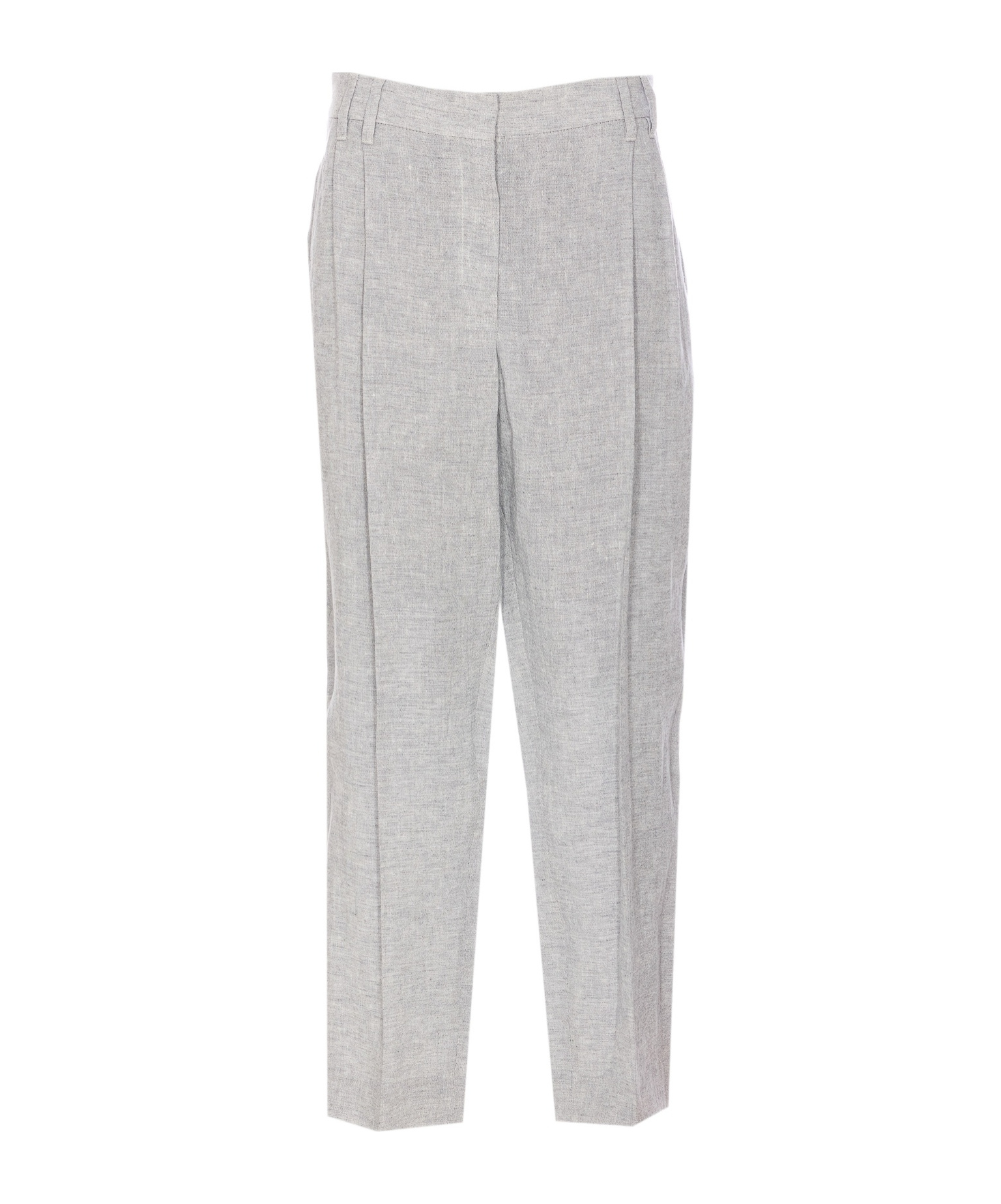 Brunello Cucinelli High-waisted Tailored Trousers With Pleated Front In Gray
