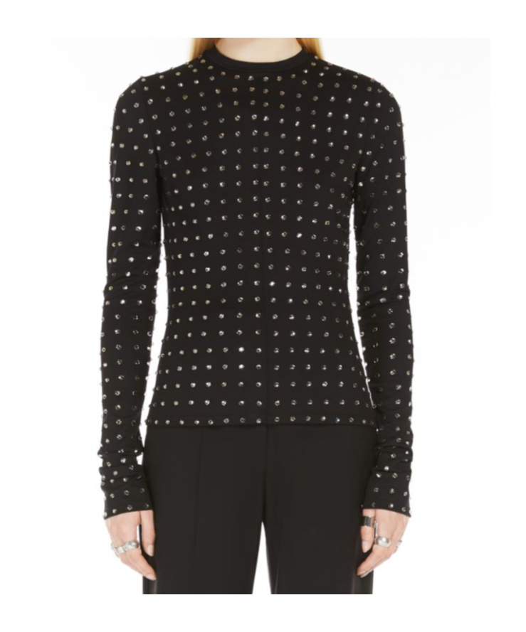 Sportmax All-over Embellished Crewneck Top In Black