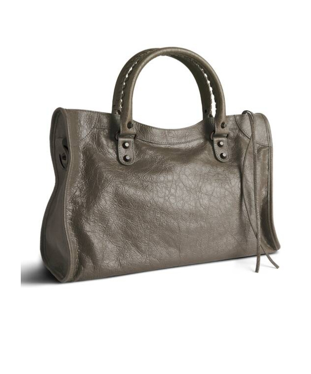Balenciaga City Medium Leather Handbag In Green