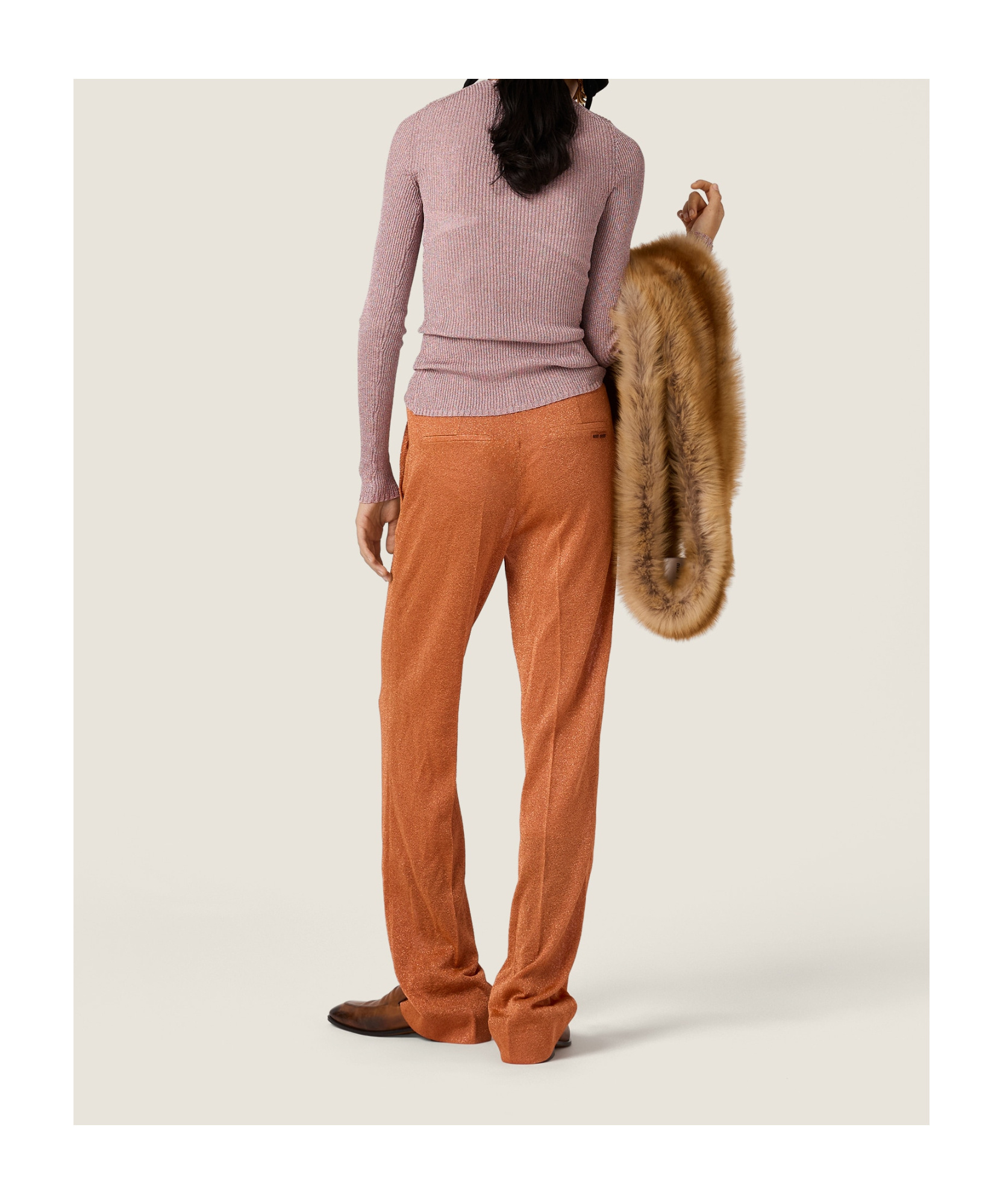 Miu Miu Lurex Pants In Orange