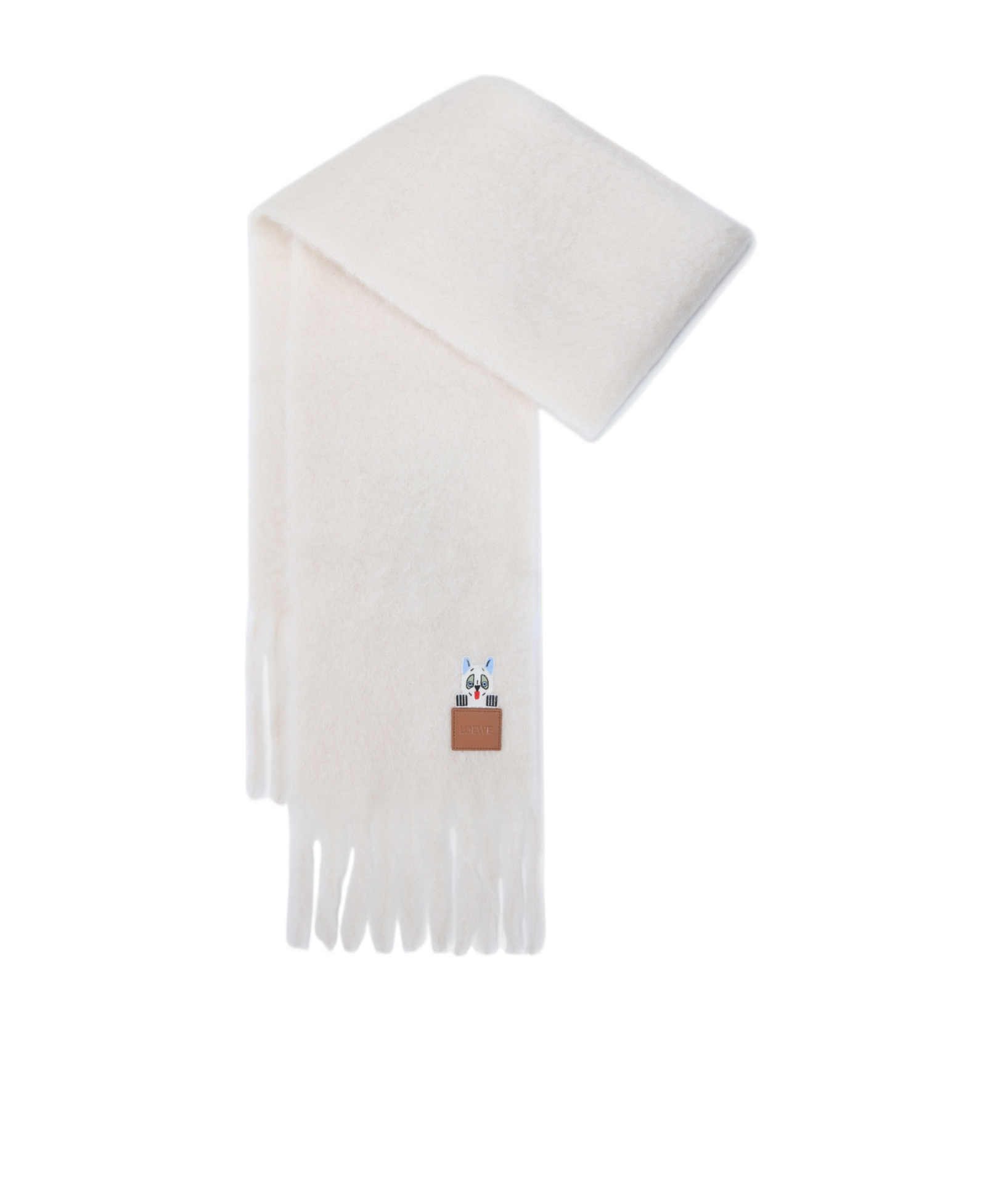 Loewe Scarf In Mohair And Wool Blend In White