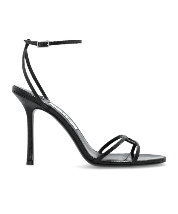 Jimmy Choo 100mm Core Leo Ankle-strap Leather Sandals In Black