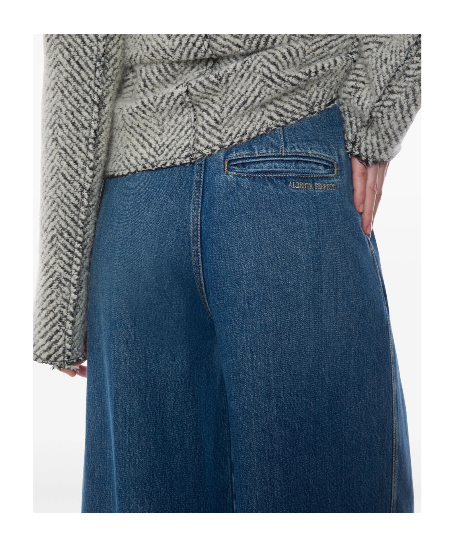 Alberta Ferretti High Waist Wide Leg Trousers With Pleats In Blue