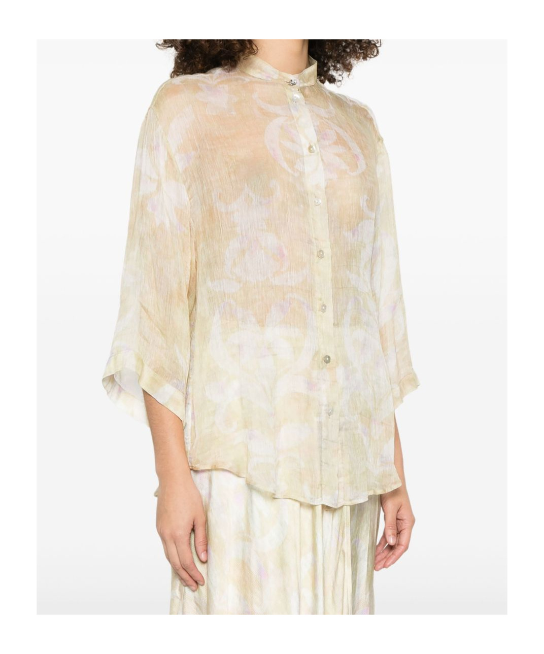 FORTE FORTE FLORAL PRINT SHEER SHIRT