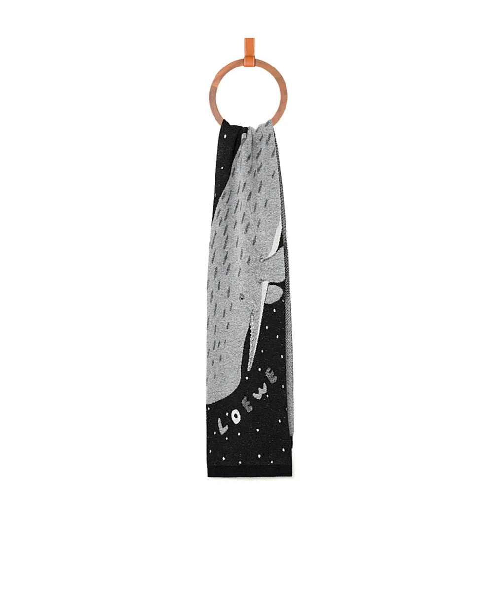 Shop Loewe Whale Scarf In Wool In Black