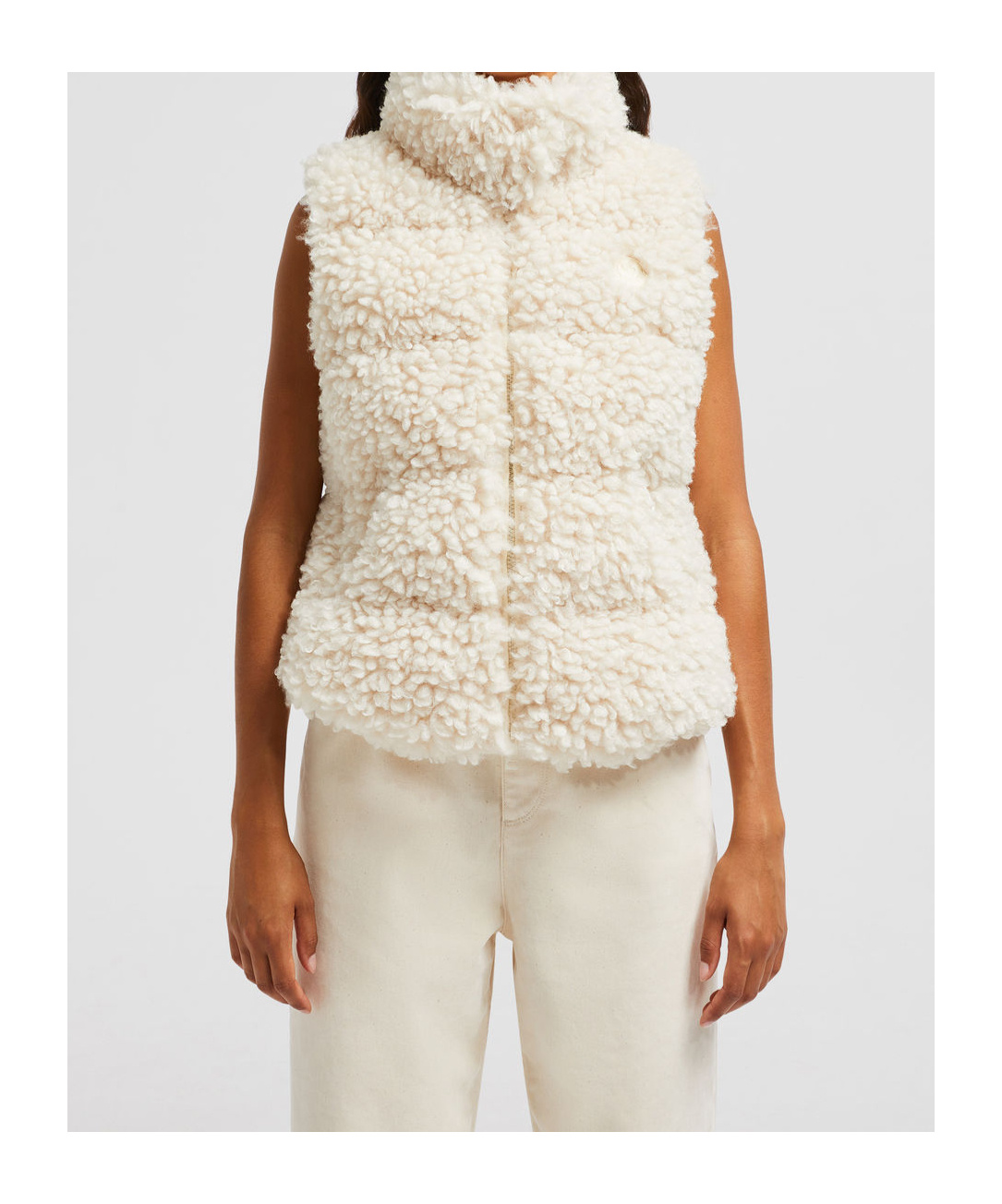 Moncler Wourl Teddy Down Vest White In White